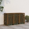 Abri pour poubelle triple sur roulettes marron miel bois pin 