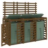 Abri pour poubelle triple sur roulettes marron miel bois pin 