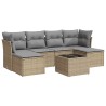 Salon de jardin avec coussins 7 pcs beige résine tressée 