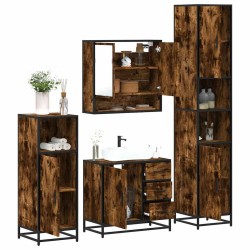 Ensemble meubles salle de bain 4 pcs chêne fumé bois ingénierie 