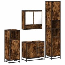 Ensemble meubles salle de bain 4 pcs chêne fumé bois ingénierie 