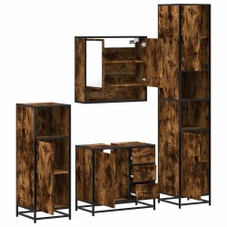 Ensemble meubles salle de bain 4 pcs chêne fumé bois ingénierie 