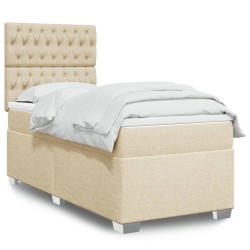 Sommier à lattes de lit et matelas Crème 90x190 cm Tissu 