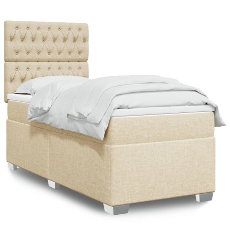 Sommier à lattes de lit et matelas Crème 90x190 cm Tissu 