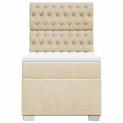 Sommier à lattes de lit et matelas Crème 90x190 cm Tissu 