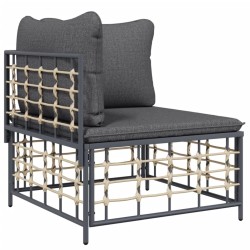 Salon de jardin 5 pcs avec coussins anthracite résine tressée 