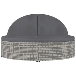 Chaise longue à 2 places avec coussins Résine tressée Gris 