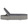 Chaise longue à 2 places avec coussins Résine tressée Gris 