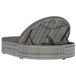 Chaise longue à 2 places avec coussins Résine tressée Gris 