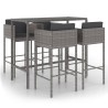 Ensemble de bar de jardin 5 pcs et coussins Résine tressée Gris 