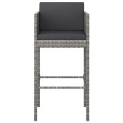 Ensemble de bar de jardin 5 pcs et coussins Résine tressée Gris 