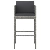 Ensemble de bar de jardin 5 pcs et coussins Résine tressée Gris 