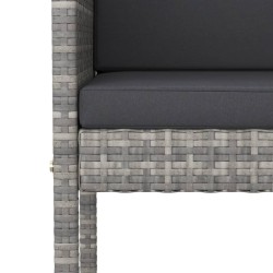 Ensemble de bar de jardin 5 pcs et coussins Résine tressée Gris 