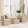 Salon de jardin avec coussins 6 pcs beige résine tressée 