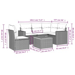 Salon de jardin avec coussins 6 pcs beige résine tressée 