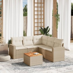 Salon de jardin avec coussins 6 pcs beige résine tressée 