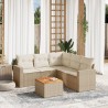 Salon de jardin avec coussins 6 pcs beige résine tressée 
