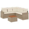 Salon de jardin avec coussins 6 pcs beige résine tressée 
