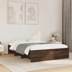 Cadre de lit sans matelas chêne marron 135x190 cm 