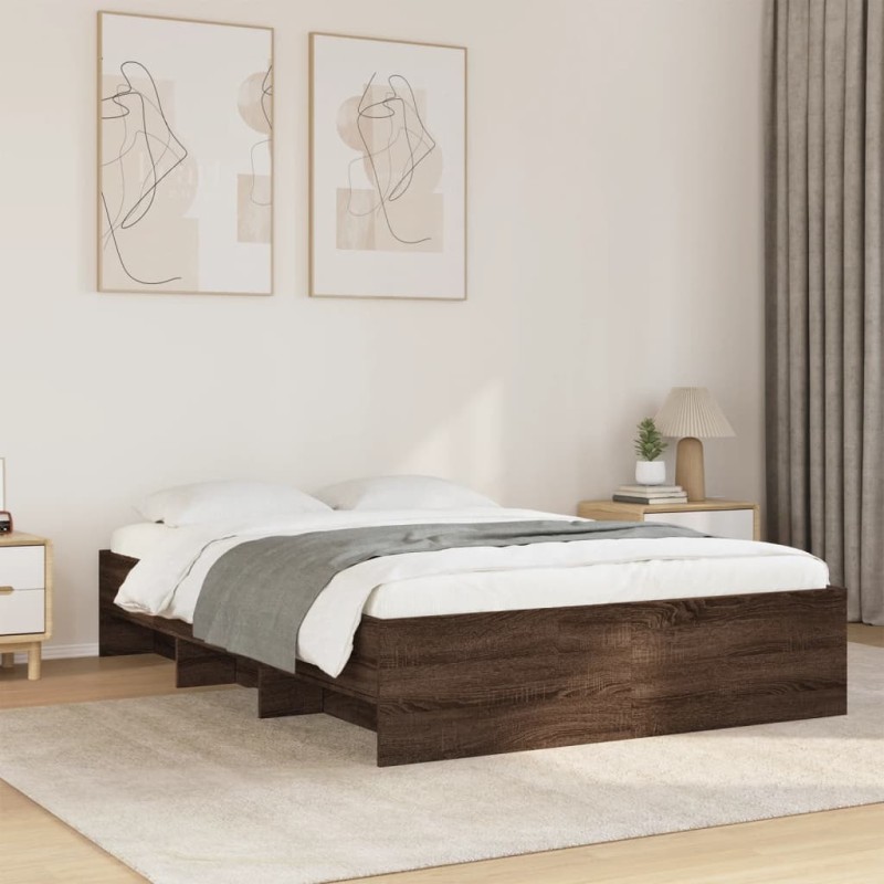 Cadre de lit sans matelas chêne marron 135x190 cm 