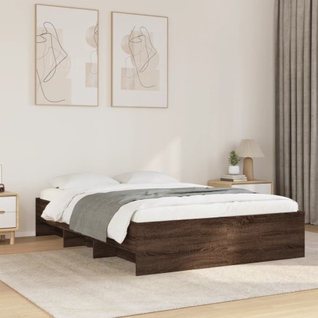 Cadre de lit sans matelas chêne marron 135x190 cm 