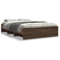 Cadre de lit sans matelas chêne marron 135x190 cm 