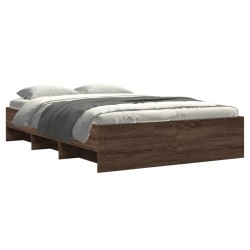 Cadre de lit sans matelas chêne marron 135x190 cm 