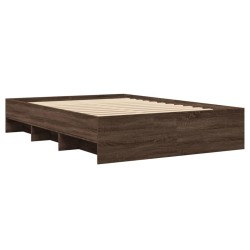 Cadre de lit sans matelas chêne marron 135x190 cm 
