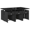 Ensemble à manger de jardin coussins 7pcs Noir Résine tressée 