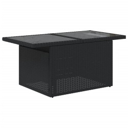 Salon de jardin 7 pcs avec coussins noir résine tressée 