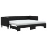 Lit de jour avec lit gigogne et matelas noir 80x200 cm tissu 