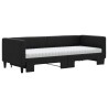 Lit de jour avec lit gigogne et matelas noir 80x200 cm tissu 