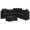 Salon de jardin 6 pcs avec coussins noir résine tressée 