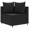 Salon de jardin 6 pcs avec coussins noir résine tressée 