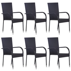 Ensemble à manger de jardin 7 pcs Noir Résine tressée 