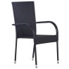 Ensemble à manger de jardin 7 pcs Noir Résine tressée 
