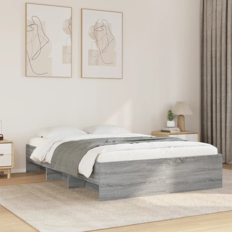 Cadre de lit sans matelas sonoma gris 135x190 cm 