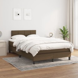 Sommier à lattes de lit et matelas marron foncé 120x190cm tissu 