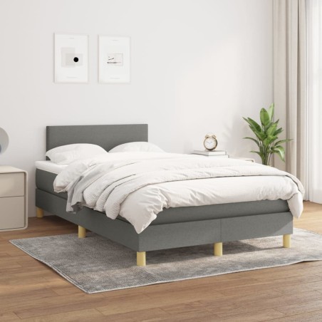 Sommier à lattes de lit avec matelas Gris foncé 120x200cm Tissu 