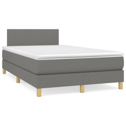 Sommier à lattes de lit avec matelas Gris foncé 120x200cm Tissu 