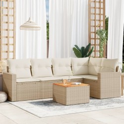 Salon de jardin avec coussins 6 pcs beige résine tressée 