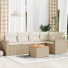 Salon de jardin avec coussins 6 pcs beige résine tressée 