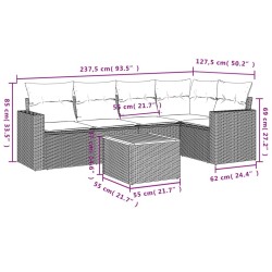 Salon de jardin avec coussins 6 pcs beige résine tressée 