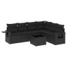 Salon de jardin 7 pcs avec coussins noir résine tressée 