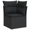 Salon de jardin 7 pcs avec coussins noir résine tressée 
