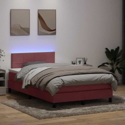 Sommier à lattes de lit avec matelas rose 120x220 cm velours 