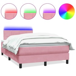 Sommier à lattes de lit avec matelas rose 120x220 cm velours 