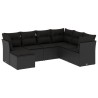 Salon de jardin 7 pcs avec coussins noir résine tressée 