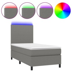 Sommier à lattes de lit et matelas et LED Gris foncé 100x200 cm 