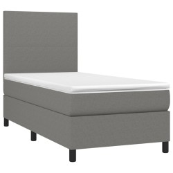 Sommier à lattes de lit et matelas et LED Gris foncé 100x200 cm 